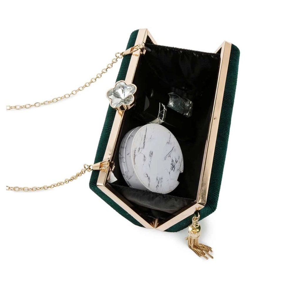 Luxe Rhinestone Kiss Lock Closure Glitter Occasion Mini Bag - Picture 4 of 8